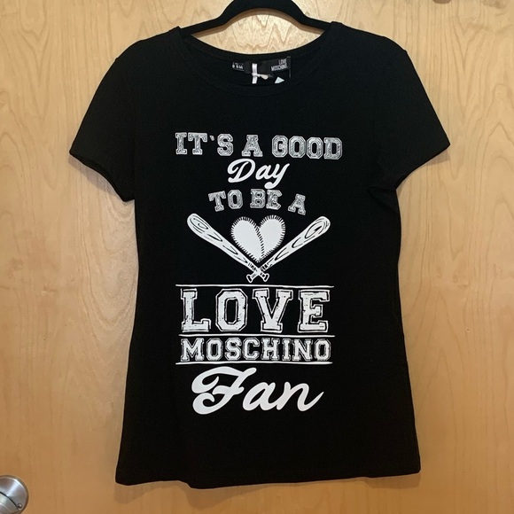 Love Moschino “it’s A Good Day” Black T-Shirt - Picture 2 of 11